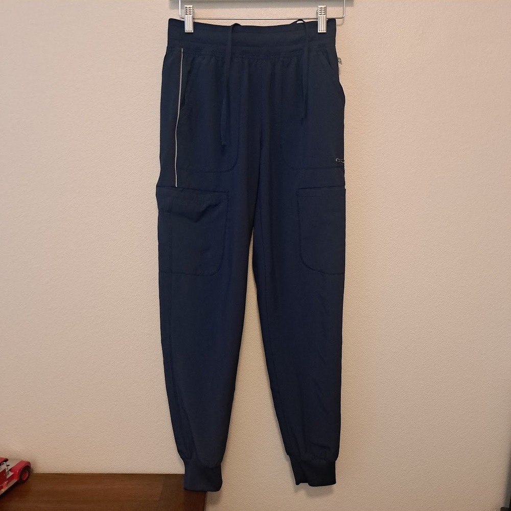 Cherokee Infinity Women Navy Blue Jogger Scrub Pants XS CK080A Low Rise Cargo